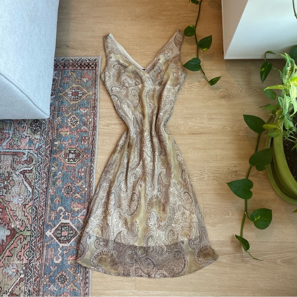 Brown and cream paisley slip dress